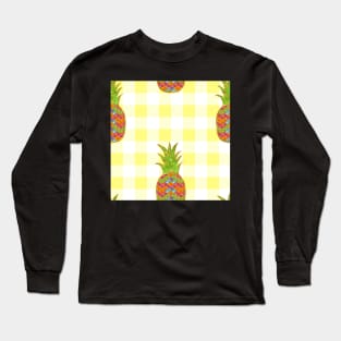 simple, yellow, pineapple, fruit, glitter, gold, summer, pattern, funny, sunny Long Sleeve T-Shirt